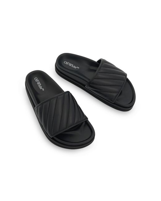 Off-White c/o Virgil Abloh Black Off- Cloud Diagonal Slider Sandals, , 100% Rubber