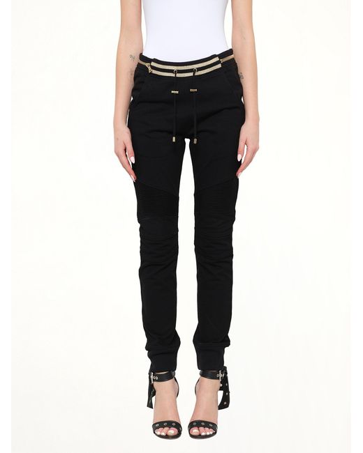 Balmain Black Jersey Biker Zip