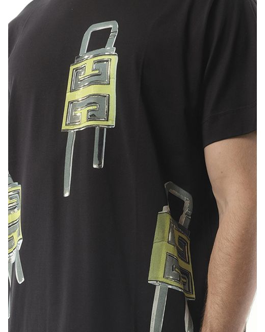 Givenchy Black U-Lock Print T-Shirt, 100% Cotton, Size: Small for men