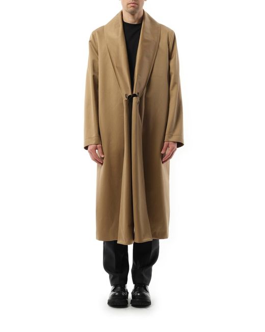 Loewe Brown Shawl Collar Coat, 100% Cotton for men