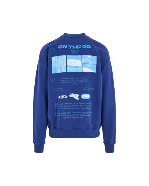 Off-White c/o Virgil Abloh Blue Off- Onthego Moon Skate Fit Sweatshirt, Long Sleeves, Dark, 100% Organic Cotton, Size: Large for men
