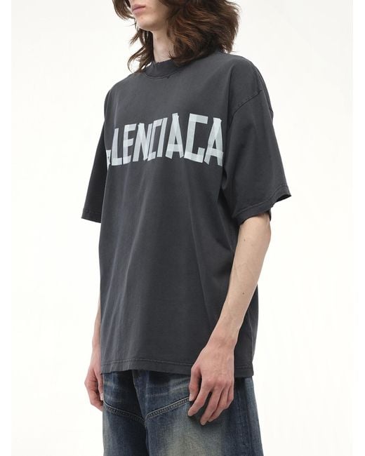 Balenciaga Black Tape Type Medium Fit T-Shirt, Short Sleeves, 100% Cotton for men