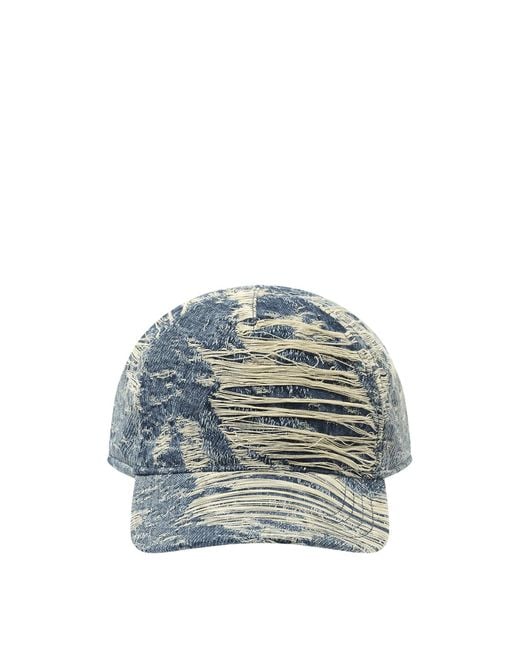 DIESEL Blue Distressed Cap for men