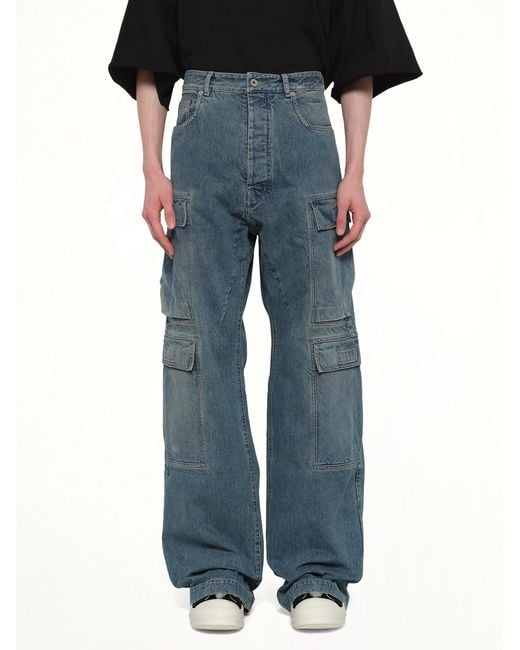 Rick Owens Blue Double Cargo Jeans for men