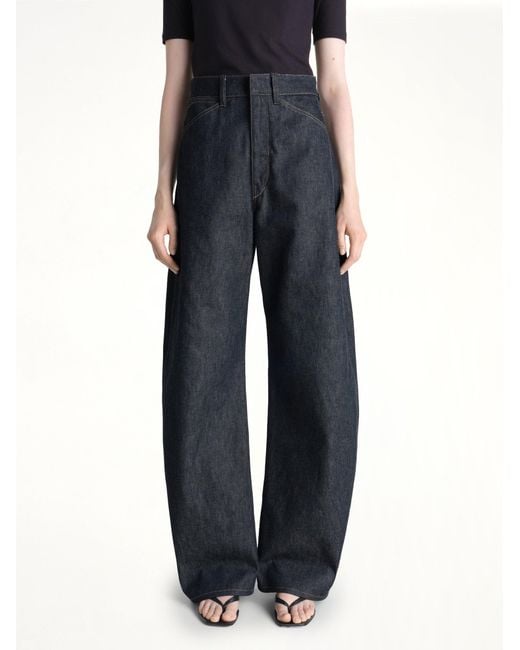 Lemaire Blue High Waisted Curved Pants