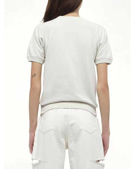 Maison Margiela White Margiela Short Sleeve Sweatshirt, 100% Cotton
