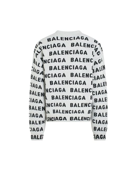 Balenciaga Black 'Allover Logo Horizontal Knit Sweater, Long Sleeves, , Size: Small for men