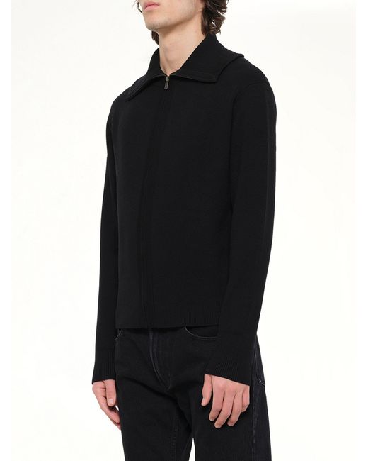 Entire studios Black Knit Zip Up Jacket for men