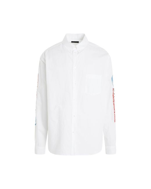 Balenciaga White Long-Sleeve Large Fit Shirt, Long Sleeves, , 100% Cotton for men