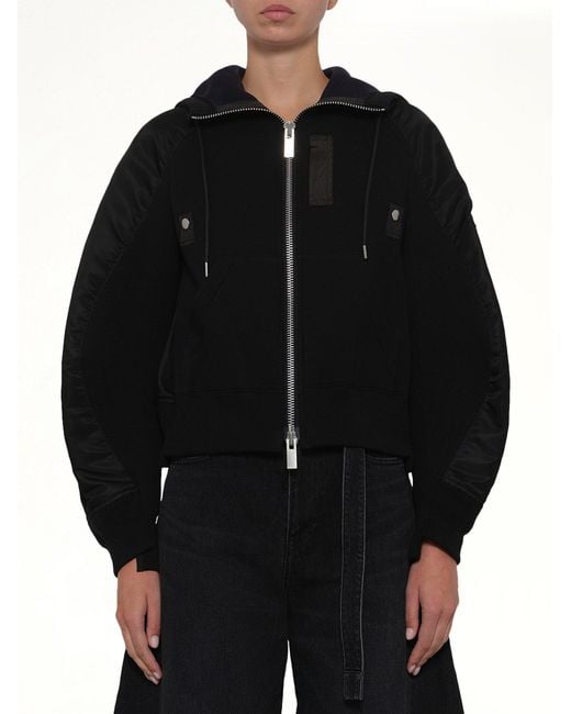 Sacai Black Sponge Sweat Twist Hoodie