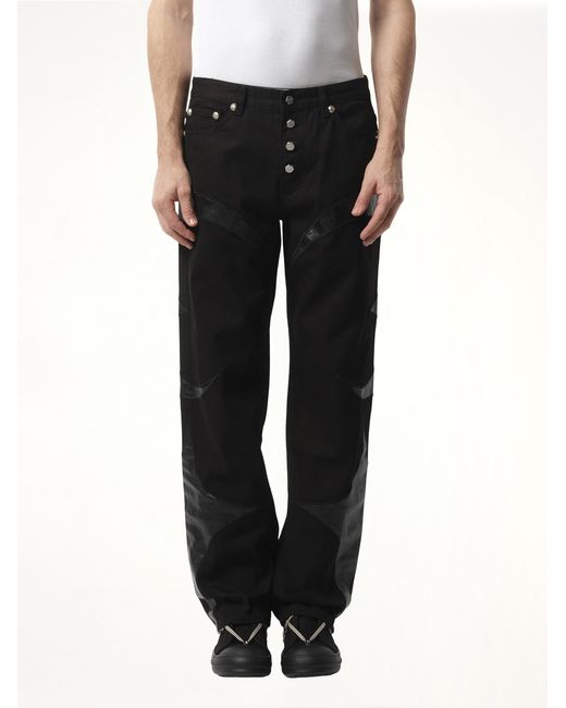 THUG CLUB Tc Leather Washing Denim Pants in Black for Men | Lyst