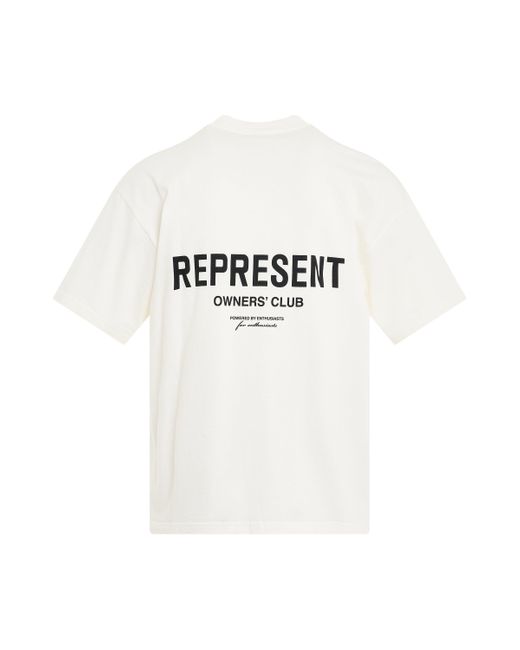 Represent White New Owners Club T-Shirt, Short Sleeves, Flat, 100% Cotton, Size: Large for men