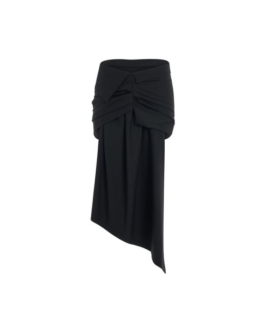 Off-White c/o Virgil Abloh Black Off- Bow Wool Draped Mini Skirt, , 100% Polyester
