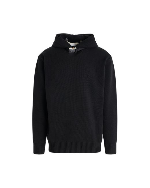 1017 ALYX 9SM Black 'Buckle Knitted Hoodie, Long Sleeves, , 100% Cotton, Size: Small for men