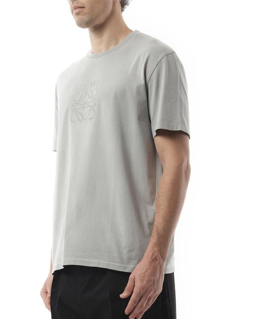 Loewe Gray Faded Anagram T-Shirt, Short Sleeves, 100% Cotton, Size: Small for men