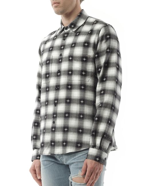 Amiri Gray Starburst Flannel, Long Sleeves, 100% Cotton, Size: Large for men