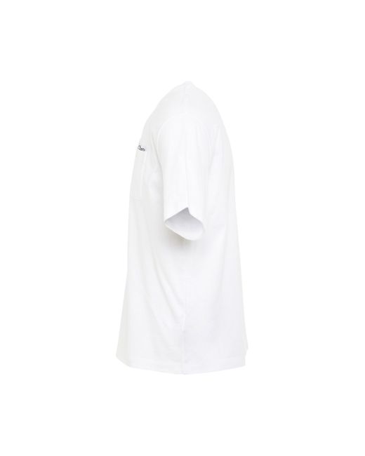 Palm Angels White Satorial Tape Pocket T-Shirt, Round Neck, Short Sleeves, , 100% Cotton, Size: Large for men