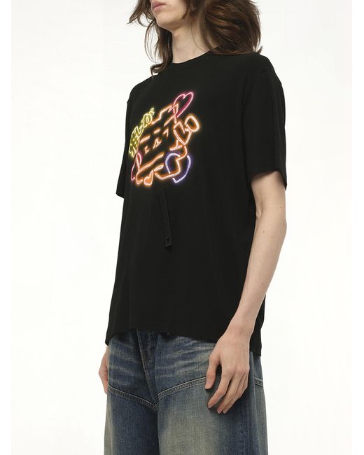Doublet Black Big Japanese Neon Paint Fan Service T-Shirt, 100% Polyester, Size: Small for men