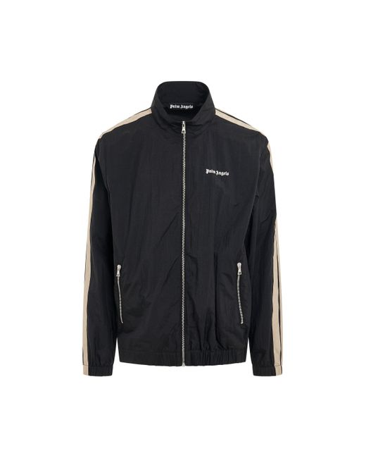 Palm Angels Black Nylon Stripe Track Jacket, Long Sleeves, , 100% Polyamide, Size: Medium for men