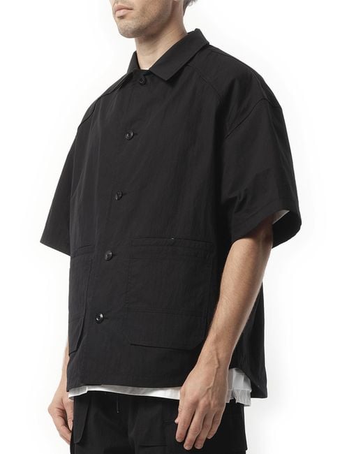 Juun.J Black Dual Sleeve Work Shirts, 100% Cotton for men
