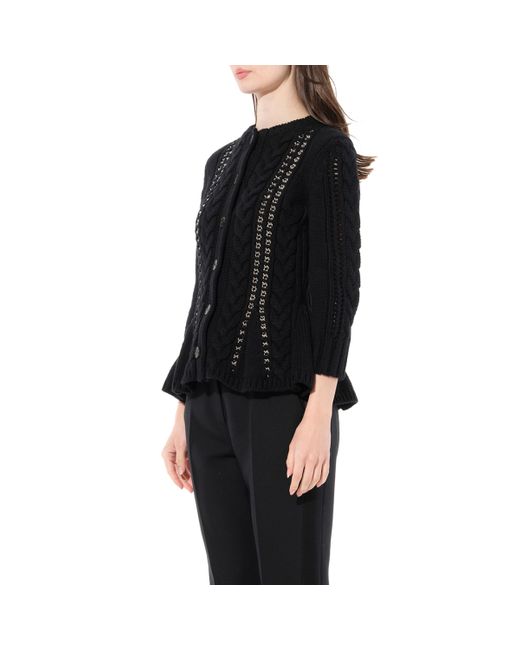 Alexander McQueen Black Peplum Cardigan, Long Sleeves, Size: Medium
