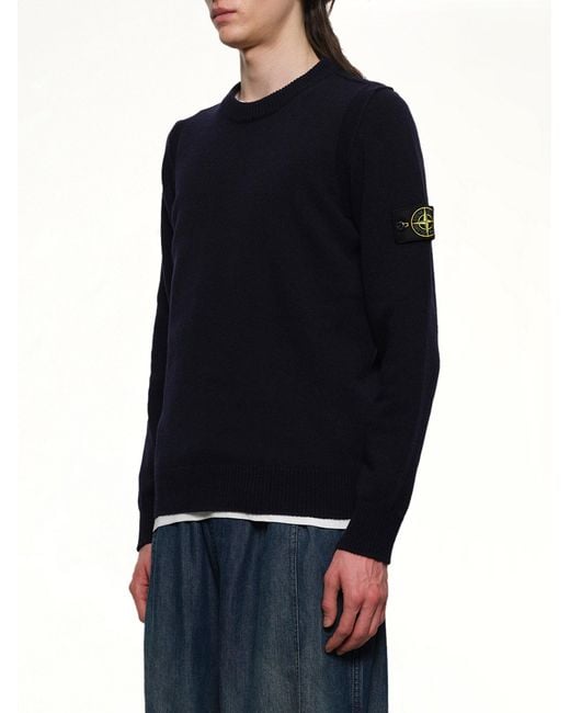 Stone Island Blue 510007 Crewneck Sweater for men