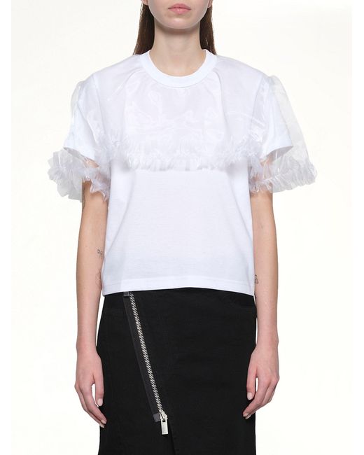 Noir Kei Ninomiya White Tulle T-Shirt