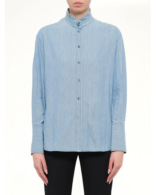 McQueen Blue Embroidered Chambre Shirt