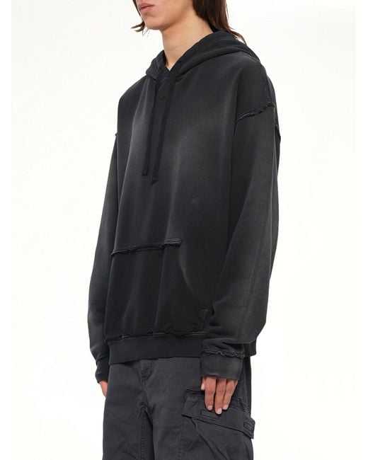 DIESEL Black Pock-Hood Hoodie for men