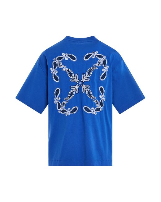 Off-White c/o Virgil Abloh Blue Off- 'Bandana Arrow Skate T-Shirt, Short Sleeves, Nacutical, 100% Cotton, Size: Small for men