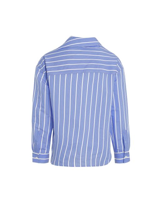 Jacquemus Blue Cuadro Asymmetric Shirt, Long Sleeves, Stripe for men