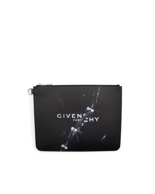 Givenchy Black Ring Large Zipped Pouch, , 100% Calfskin Leather for men
