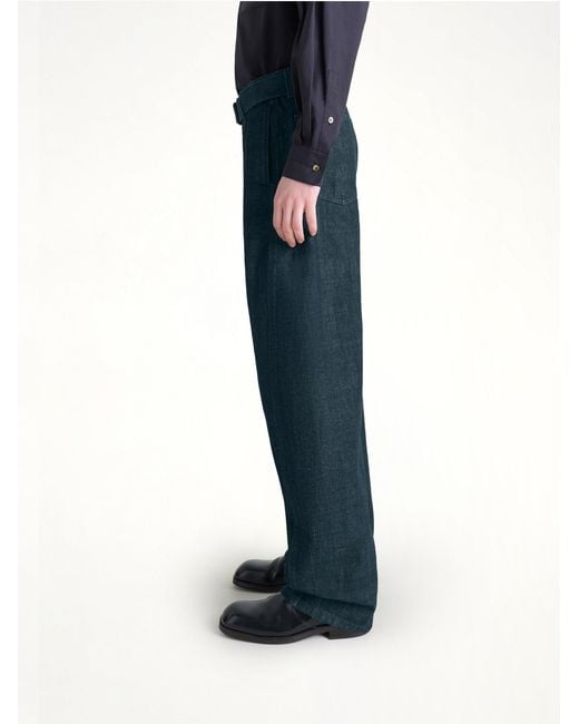 Lemaire Blue Twisted Belted Pants for men