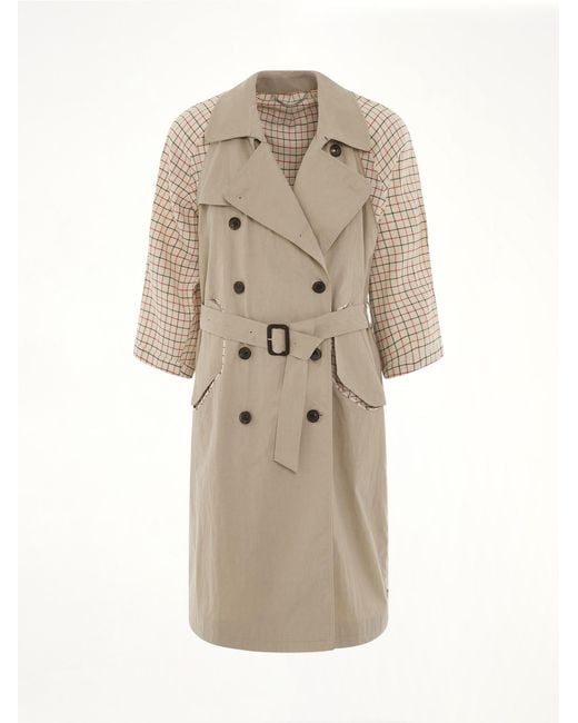 Maison Margiela Natural Double Breasted Trench Coat, Long Sleeves, 100% Cotton for men
