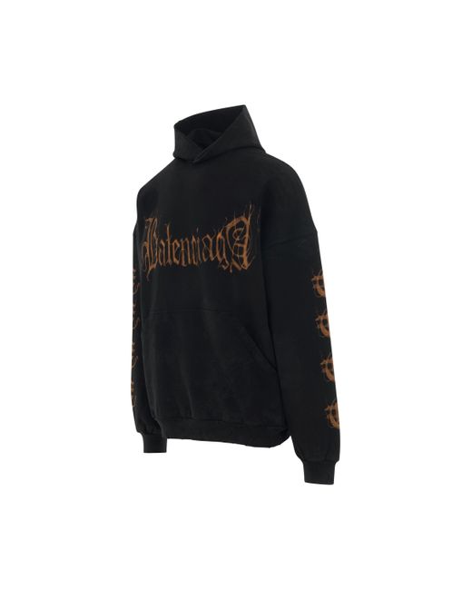 Balenciaga Heavy Metal Oversized Hoodie In Washed Black for Men