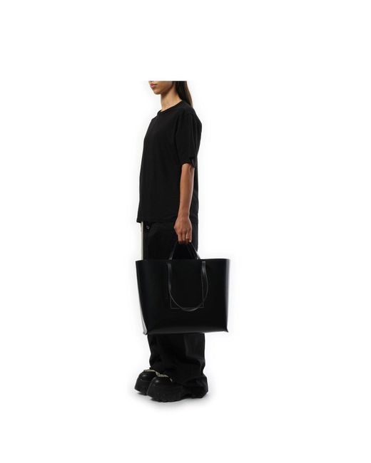 Rick Owens Black Leather Shopper Bag, 100% Calf Leather