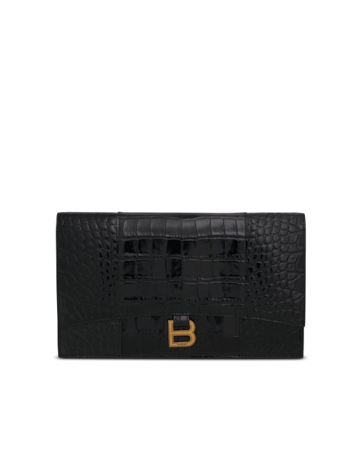 Balenciaga Black Hourglass Flat Pouch With Flap