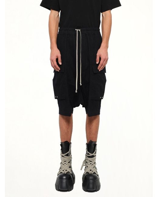 Rick Owens Black Warm Flannel Cargo Pods for men