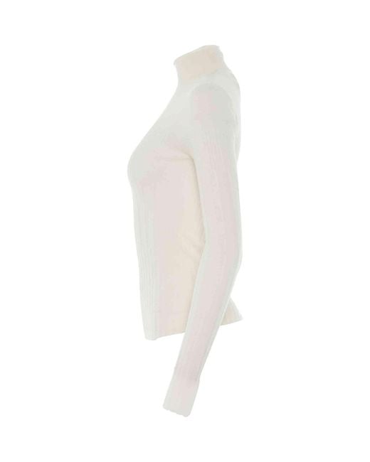 Givenchy White Long Sleeve Cyclist Neck Ribbed Sweater, 100% Wool, Size: Medium