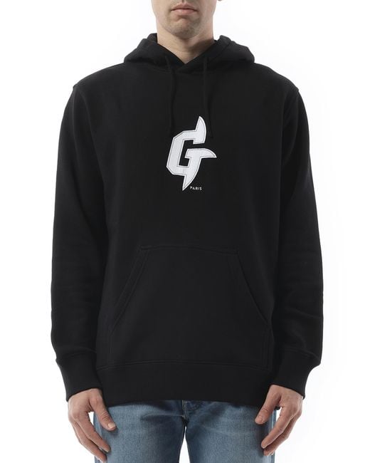 Givenchy Black Embroidered Eiffel Tower Motif Slim Fit Hoodie for men