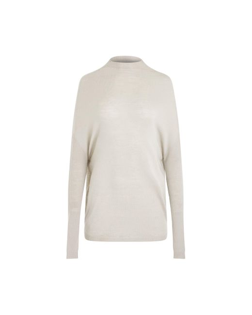 Rick Owens White Light Weight Crater Knit Sweater, Round Neck, Long Sleeves, , 100% New Wool