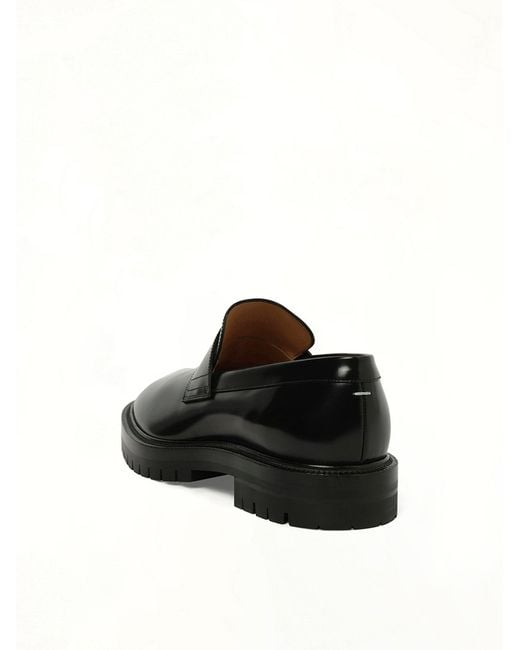 Maison Margiela Black Tabi Leather Loafers Chunky Sole