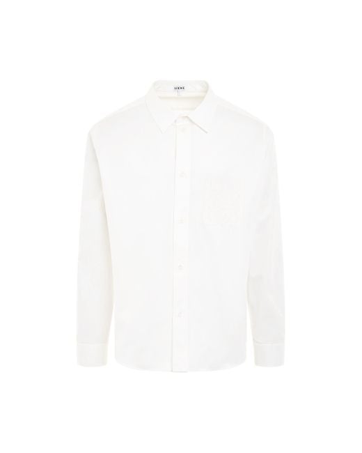 Loewe Anagram Logo Embroidered Shirt In White for men