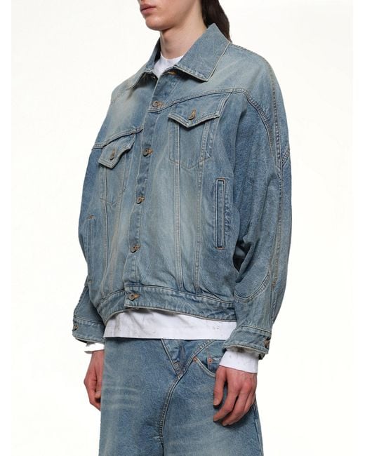 Doublet Blue Distorted Cutting Denim Jacket for men