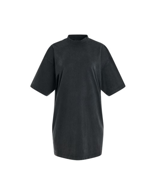 Balenciaga Black Hand Drawn Vintage T-Shirt Dress, Short Sleeves, Faded/, 100% Cotton
