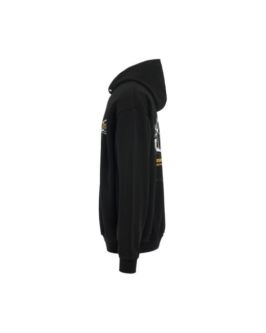 Represent Black Design & Construction Hoodie, Long Sleeves, Jet, 100% Cotton, Size: Medium for men