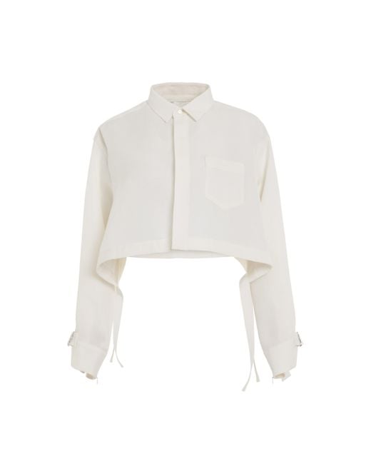 Sacai White Double Faced Silk Cotton Shirt, Long Sleeves, Off, 100% Cotton