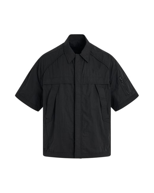 Juun.J Black Military Short-Sleeve Zip-Up Shirt, Short Sleeves, , 100% Nylon for men