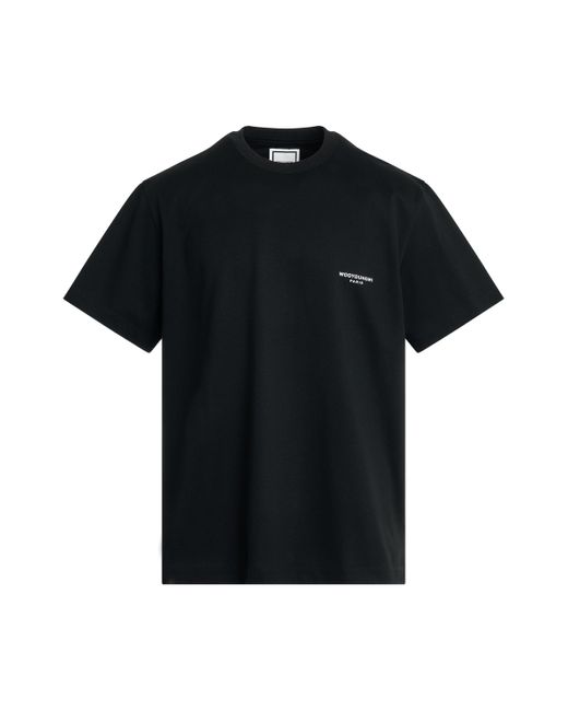 Wooyoungmi Black Square Patch Logo T-Shirt, , 100% Cotton for men