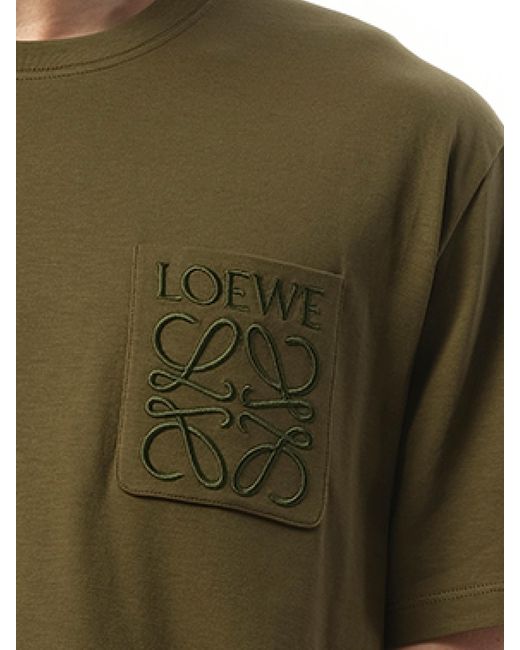 Loewe Green Relaxed Anagram T-Shirt, Short Sleeves, 100% Cotton, Size: Medium for men